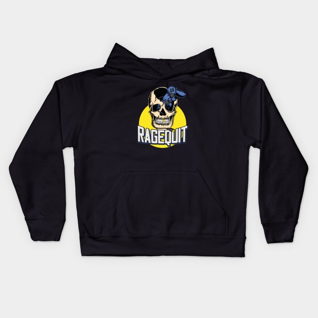 Ragequit Gamer Skull Kids Hoodie by Foxxy Merch